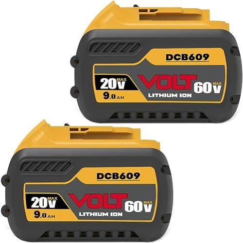 LONG FIT 2 Pack DCB606 DCB609 Replace for DeWalt 20V/60V MAX 9.0Ah Battery Compatible with DeWalt 20V/60V Power Tools