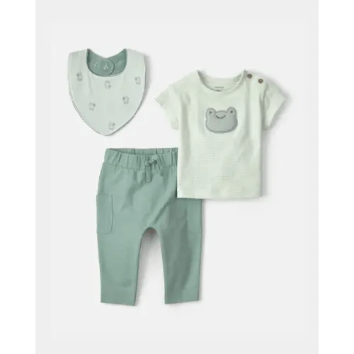 Baby Boy 3-Piece Frog Top & Pant Set - Green | Carter's