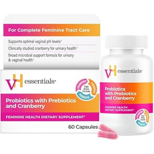vH essentials Probiotics with Prebiotics and Cranberry Feminine Health Supplement - 60 Capsules
