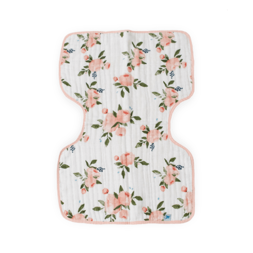 Cotton Muslin Burp Cloth - Watercolor Roses 2