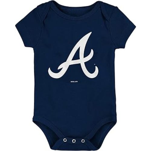 MLB Newborn & Infants 0-24 Months Primary Logo Creeper Bodysuit Romper (Atlanta Braves, 12 Months)