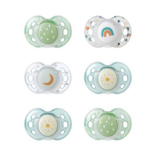 Tommee Tippee Night Pacifier 18-36 Months - Green Nights - 6pk