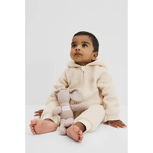 Country Road Recycled Polyester Sherpa Hooded Jumpsuit Oyster | Baby Bunting AU