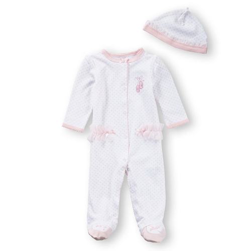 Little Me Baby Girls Prima Ballerina Footie Coverall & Hat Set