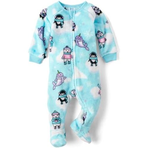 The Children's Place Baby Girls' and Toddler Fleece Zip-Front One Piece Footed Pajama