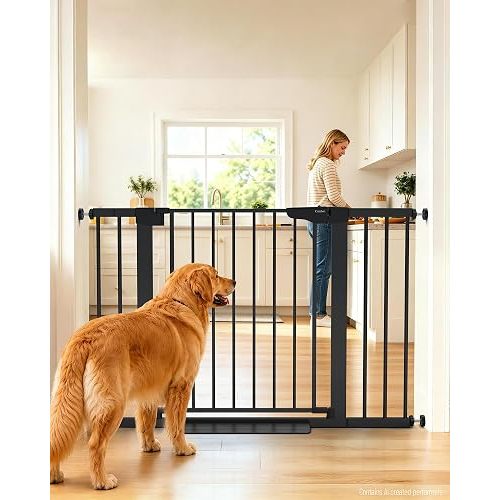 Cumbor 30-46" Baby Gate for Stairs, Auto Close Dog Gate for the House Black
