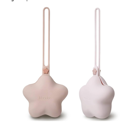 Moonkie Silicone Pacifier Holder Case, Cute Portable Pacifier Storage Case, 2 Pack