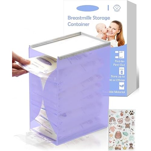 Freeze Organizer for Breastmilk Storage Bag, First-in First-Out Breastmilk Storage Containers for Fridge with Quick-Freeze Tray, Breastmilk Freezer Organizer for Breastfeeding Essentials