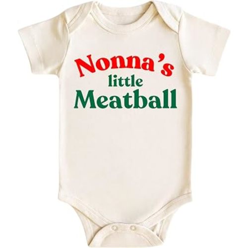 Nonna’s Little Meatball Baby Bodysuit for Boys Girls, Italian Family Newborn Gifts - Italian Baby