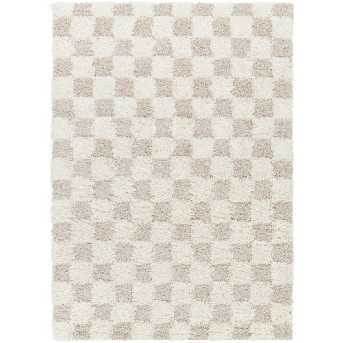 The Twillery Co.® Molly Checkered Machine Woven Polypropylene Area Rug in Cream/Light Beige & Reviews | Wayfair