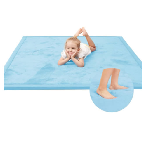 Baby Play Mat for Floor,1.3" Thick Memory foam Tummy Time Mat for Toddlers,Infants,kids,Water-Repellent Soft Nursery Rug,Extra Large Non Slip for Crawling&Yoga,Tatami Style for Living Room(Light Blue)