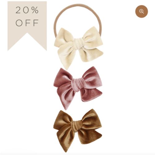 Velvet Bow 3 Pack: Rose Headbands