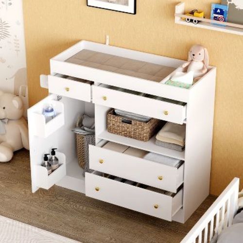 Famapy Multifunctional Changing Table Dresser: Storage Cabinet, Towel Rack – Grow with Baby