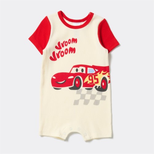 Disney Cars Baby Print Romper - Off White & Red - Size 000