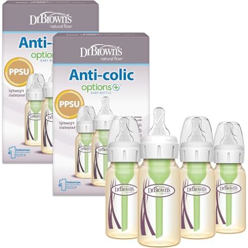 Dr. Brown's Anti-Colic Options+ Narrow PPSU Baby Bottle, 4 oz, 4-Pack