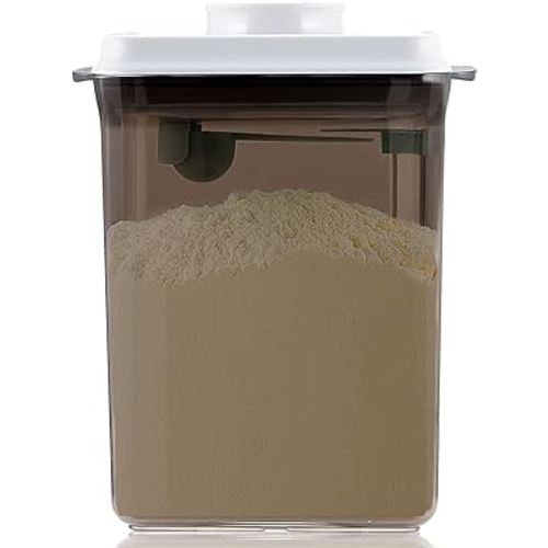 Formula Container to Go, 2300ml Airtight Baby Formula Dispenser with Spoon & Scraper, BPA-Free Travel Formula Holder for Powder, Pop-Top Milk Powder Storage, Large 800g Capacity, Brown