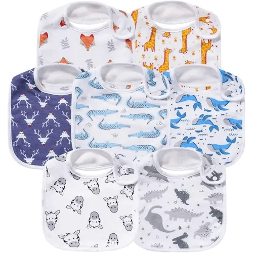 Gelisite 7 Pack Baby Cotton Absorbent Bibs for Drooling Teething