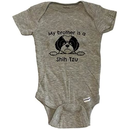 My Brother is A Shih Tzu Cute Dog Breed One Piece Baby Bodysuit (100% Cotton)