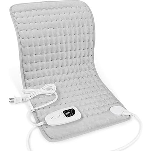 Heating Pad,Electric Heating Pads for Back,Neck,Abdomen,Moist Heating Pad for Shoulder,Knee,Arms,Legs,Dry/Moist Heat & Auto Shut Off,Birthday Gifts for Men and Women(Light Gray, 24''×12'')