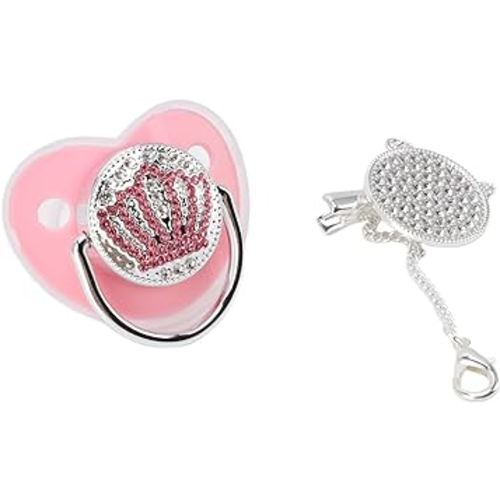 Baby Pacifier Infant, Dummy Pacifier Bling Silicone Pacifiers Bling Baby Nipple Rhinestone Crown Ultra Soft Silicone Infant Dummy Nipple (M Size)