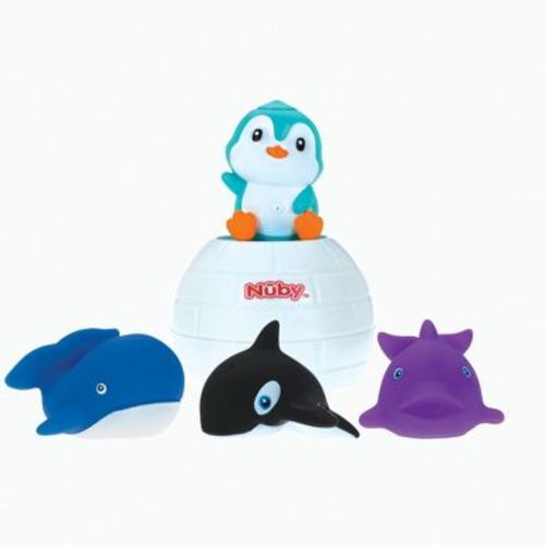 Nuby Penguin Bath Box Toy: BPA-Free Sensory Development for Toddlers, Plastic Bath Set with 3 Pieces