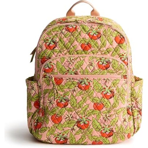 Vera Bradley Premium Cotton Bancroft Backpack, Tomato Vines