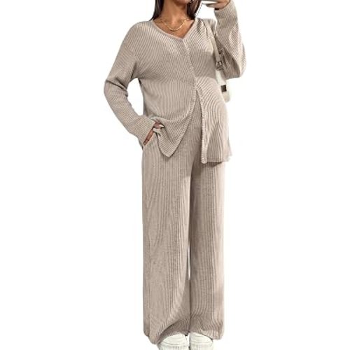 BLENCOT Maternity Lounge Set 2 Piece Long Sleeve Top and Pants with Pockets