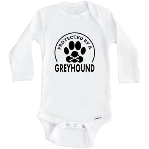 Protected by A Greyhound Funny One Piece Baby Bodysuit (Long Sleeve)