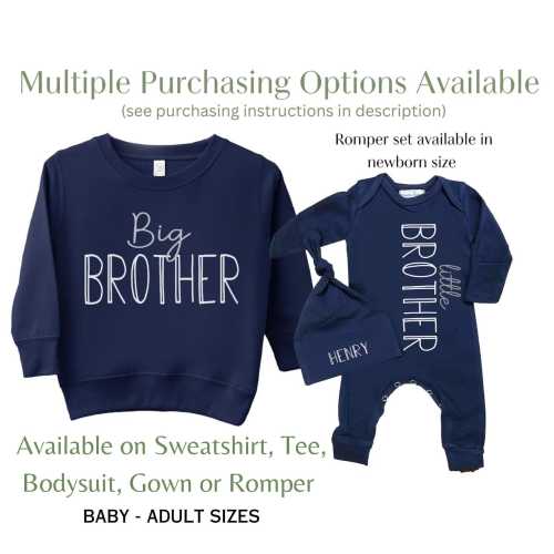 Sibling Shirts, Big Brother Sister Sweatshirt or Tee Shirt, Little Brother Outfit, Newborn Boy Coming Home Outfit, Newborn Baby Announcement
