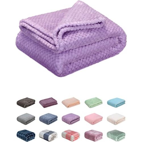 Fuzzy Throw Blanket, Plush Fleece Blankets for Adults, Toddler, Boys and Girls, Warm Soft Blankets and Throws for Bed, Couch, Sofa, Travel and Outdoor, Camping (40”×60”, Lavender)
