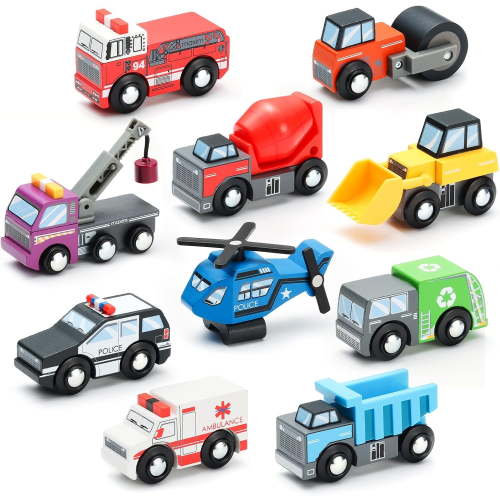 Wooden Train Set Accessories Toy Cars, Compatible with All Major Brands, Gift for Toddlers and Kids Aged