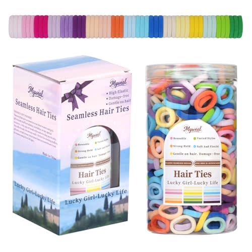 500PCS Baby Hair Ties No Damage, Toddlers Hair Bands for Little Girls Kids | Small Rubber Bands, Mini Hair Accessories, Elastic Seamless Scrunchies, Soft Ponytail Holders for Thin Hair (18 Candy Colors)