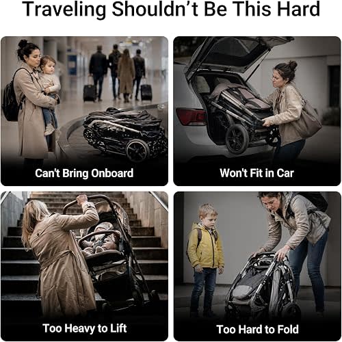 MAMAZING Ultra Air Lightweight Baby Travel Stroller with Carbon Fiber Frame, Compact & Airplane-Friendly, One-Handed Fold, 11.6 lbs, Perfect for Toddlers, Organizer & Cushion Included, Jet
