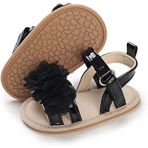 E-FAK Infant Baby Girls Sandals Summer Crib PU Leather Bowknot Soft Anti-Slip Rubber Sole Toddler First Walkers Shoes