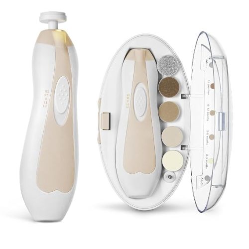haakaa Electric Baby Nail Trimmer, Whisper-Quiet with LED Light, Acorn