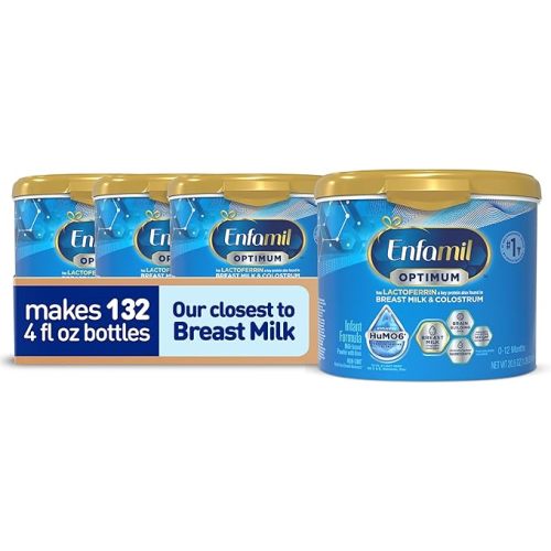 Enfamil Optimum (Enspire), Our Closest Formula to Breast Milk, Immune-Supporting Lactoferrin and Brain-Supporting DHA Baby Formula, Powder 20.5 Oz Tub, Pack of 4