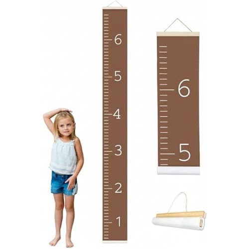 Morxy Canvas Growth Chart for Kids - Unisex Kids Room Wall Decor - Measuring Height Chart- Wall Tape with Height Chart for Kids (Canvas, Plain Brown)