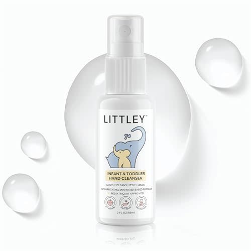 Littley Infant & Toddler Hand Cleanser with Hypochlorous Acid, Gently Cleans Dirt & Germs, Non-Toxic & Alcohol-Free, Safe for Sensitive Skin, 2oz Travel-Size Spray Bottle