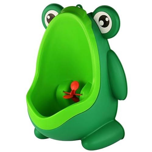 Cute Frog Standing Potty Training Urinal for Boys Toilet with Funny Aiming Target - Blackish Green