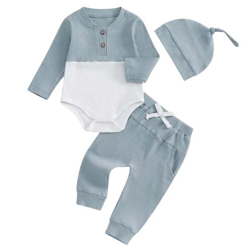 Baby Boy Girl Winter Clothes Long Sleeve Crewneck Ribbed Sweatshirt Romper Pants Fall Outfit