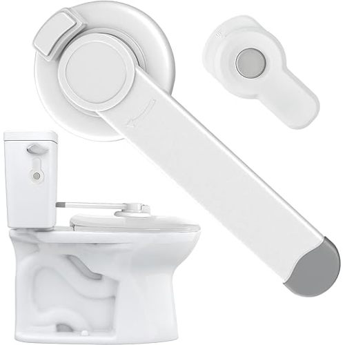 Baby Toilet Lock Kit,Kid Toilet Seat Attachment,Easy to Install with Adhesive, Kid's Bathroom Safety Products for Child Proofing,Baby Proofing in Bathroom Toilet Vanities, 9"L X 4"W,3.6"L X 2"W White