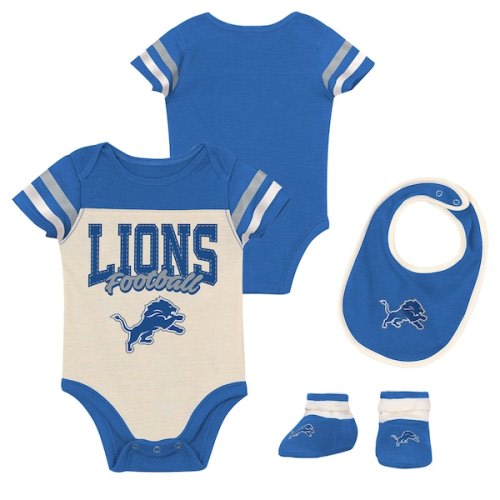 Infant & Newborn Detroit Lions Outerstuff Up One Three-Piece Bodysuit, Bib & Booties Set