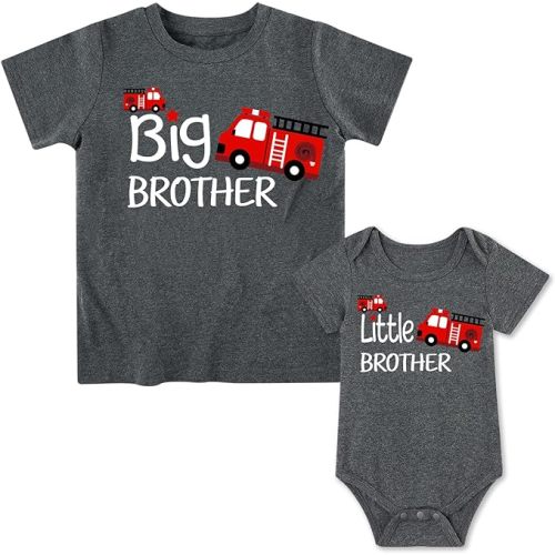 Funnycokid Big Brother Little Brother Matching Outfits Toddler Lil Bro Boy Shirts Set Baby Gifts Clothes