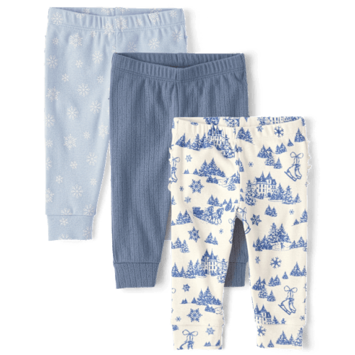 Baby Girls Snowflake Ruffle Leggings 3-Pack - Multi