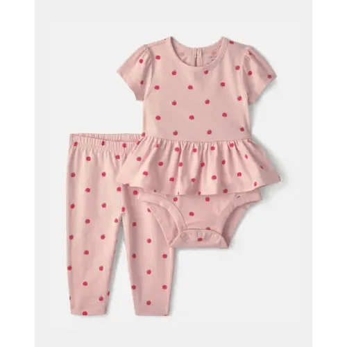 Baby Girl 2-Piece Apple Bodysuit & Pant Set - Pink | Carter's
