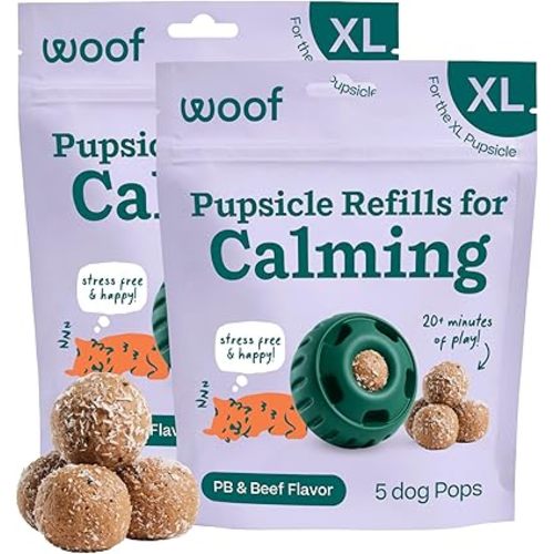 WOOF Pupsicle Refill Pops for Calming - Long-Lasting Refills for The Pupsicle Toy to Promote Calm - Calming Dog Treats - Magnesium for Dogs- XL Pops - 5 Count - 2 Pack