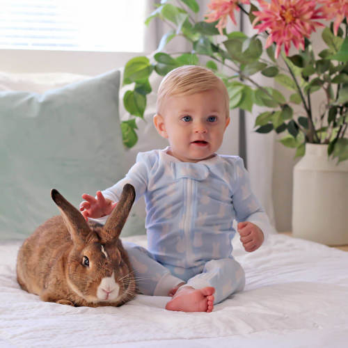 Bunny Peeps Light Blue Zip Sleeper