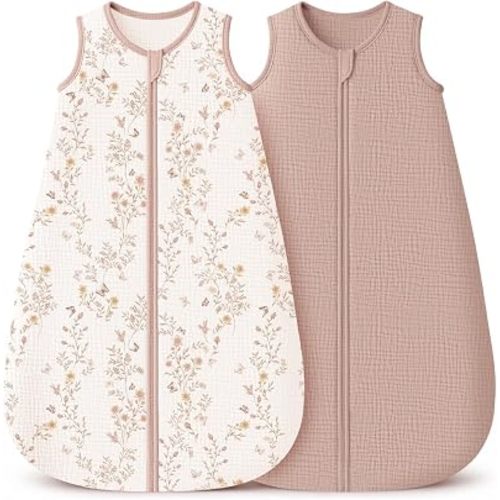 Konssy Muslin Baby Sleep Sack 6-12 Months, 0.8 TOG Baby Wearable Blanket