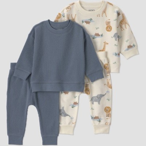 Carter's Just One You® Baby Boys' 4pc Safari Sweatshirt and Jogger Pants Set - Gray 6M