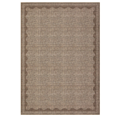 Scalloped Machine Washable Rug Modern Solid Floor Mats with Non-Slip Backing, Stain-Resistant Low Pile Accent Rug, Contemporary Indoor Carpet for Living Room, Bedroom, Office
